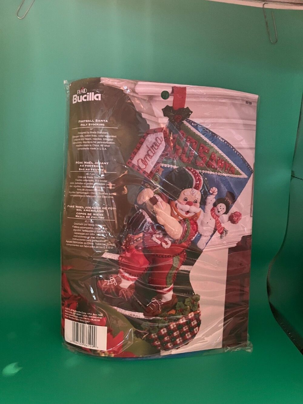 Bucilla FOOTBALL SANTA Stocking Kit-86199/2013-tri-lingual instructions